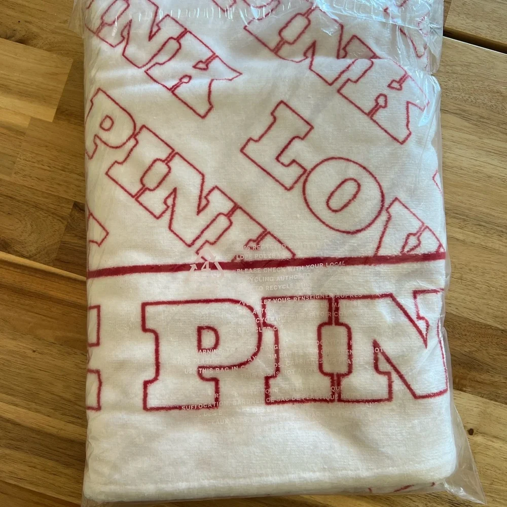 NWT Love Pink White Beach Towel with Pink logos from Victoria’s Secret
